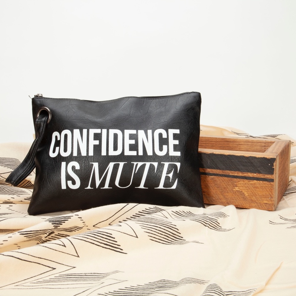 Vegan clutch zipper closure custom print screen